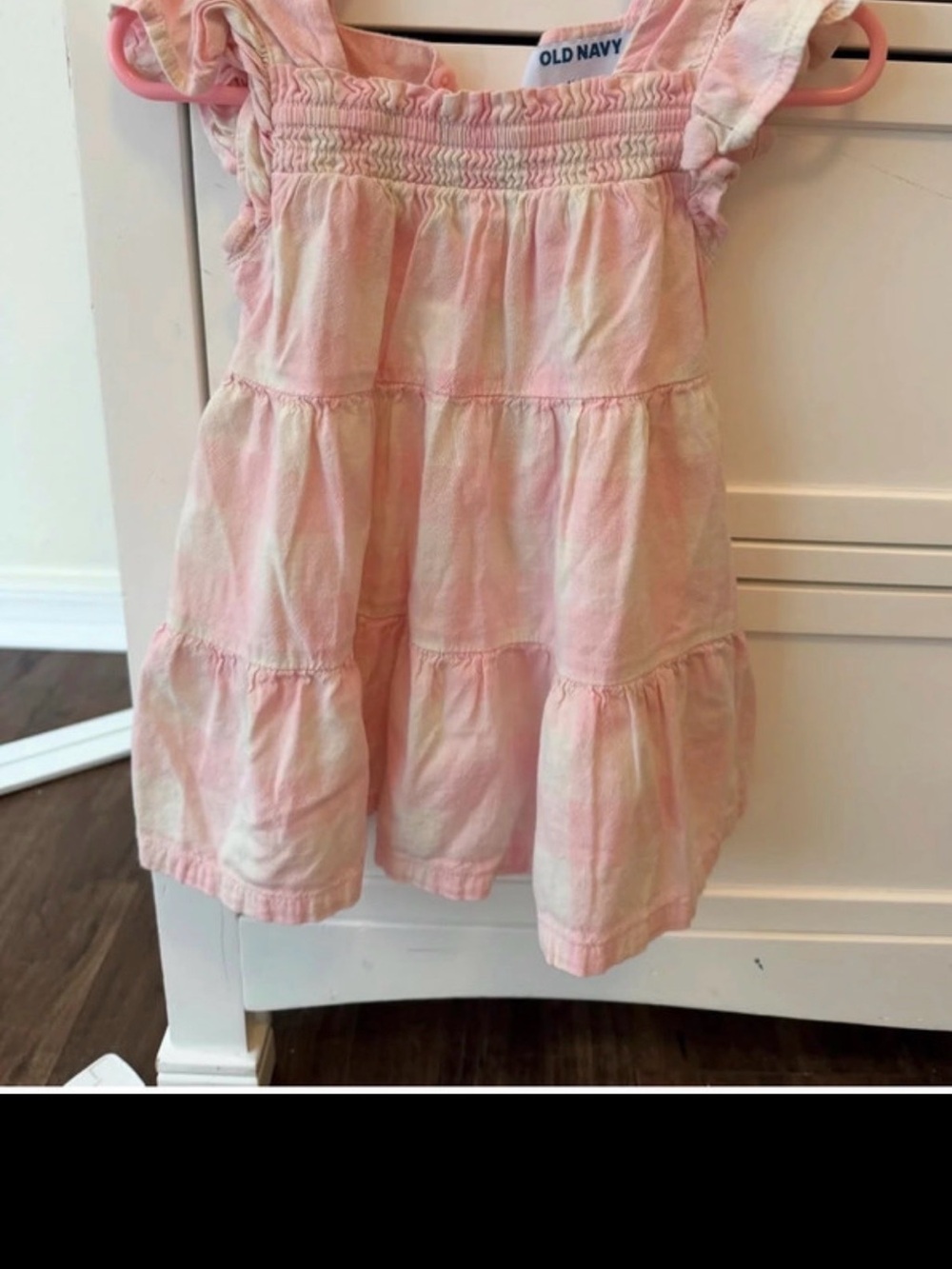 Old Navy Pink Tie-Dye Tiered Dress with Flutter Sleeves